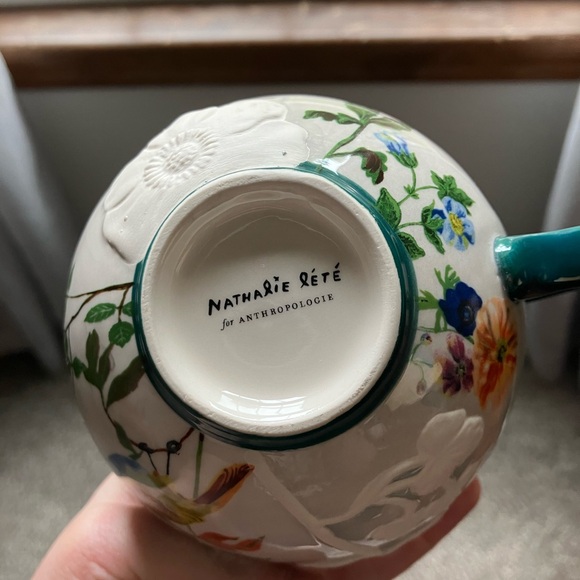 Anthropologie Nathalie Lete Titania Embossed Flowers Bird Mug and Bowl - Picture 6 of 11